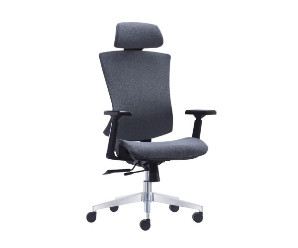 CF9600 Πολυθρόνα Γραφείου Διευθυντή, Βάση Αλουμινίου, Ύφασμα Γκρι